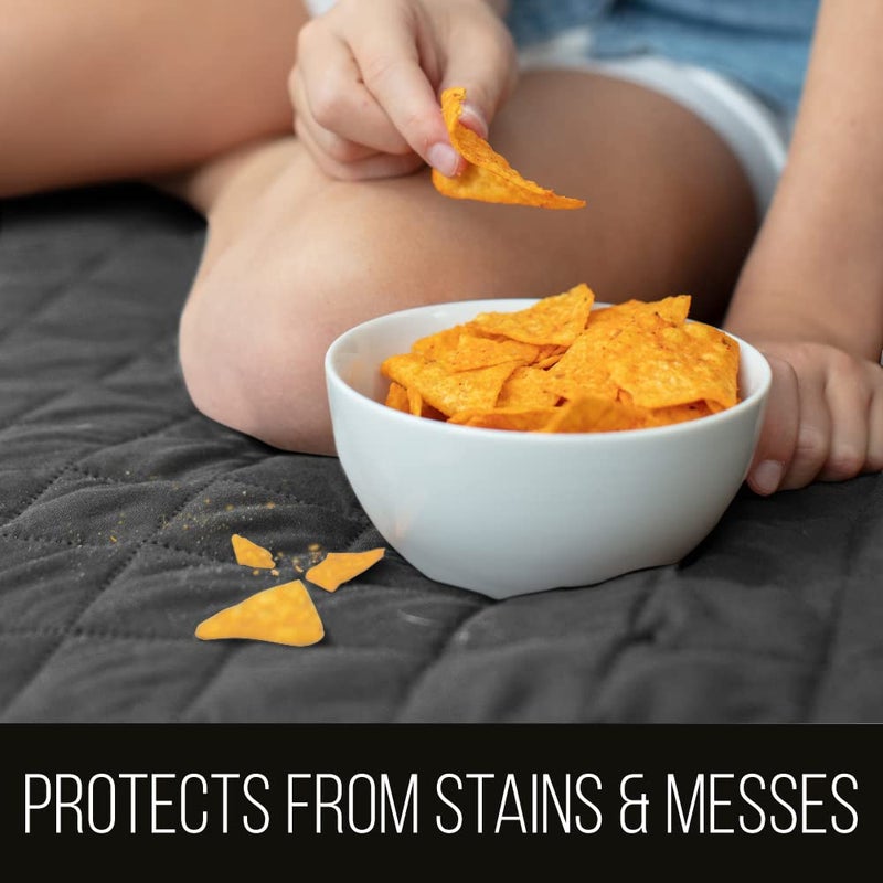 Sofa Shield Couch Slip Cover with Patented Strap, Cushion Protector, US Designed Reversible Stain and Dog Tear Resistant Slipcover, 78 inch Seat, Washable Covers for Dogs Pets, Charcoal Linen - Image 2